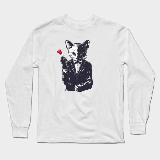 mafia cat character Long Sleeve T-Shirt by Skidipap